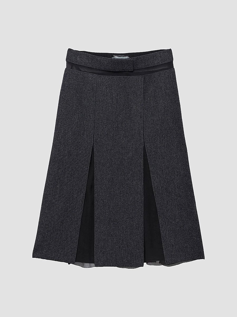 Women's Double Wool Midi-Skirt - Dark Grey - Size 10