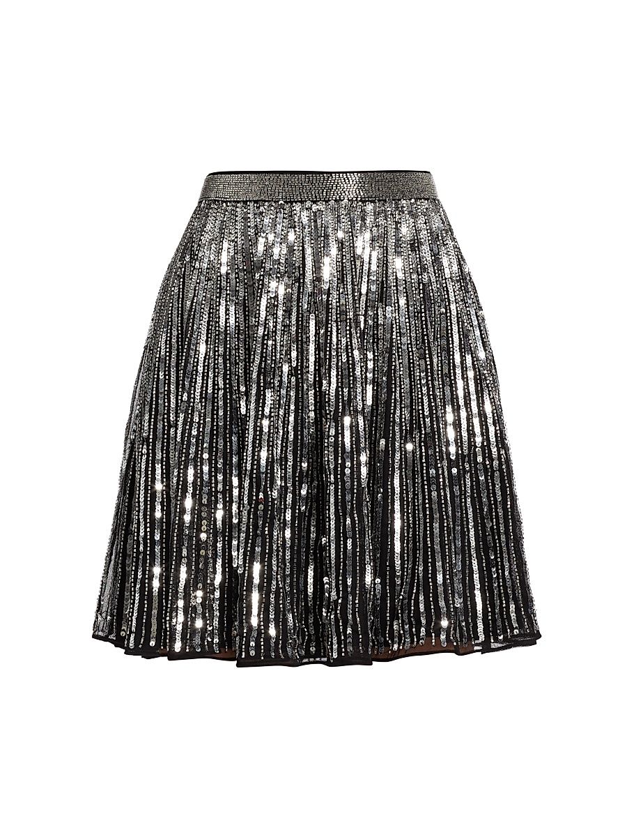 Women's Separates Sequin Miniskirt - Black Silver - Size Large