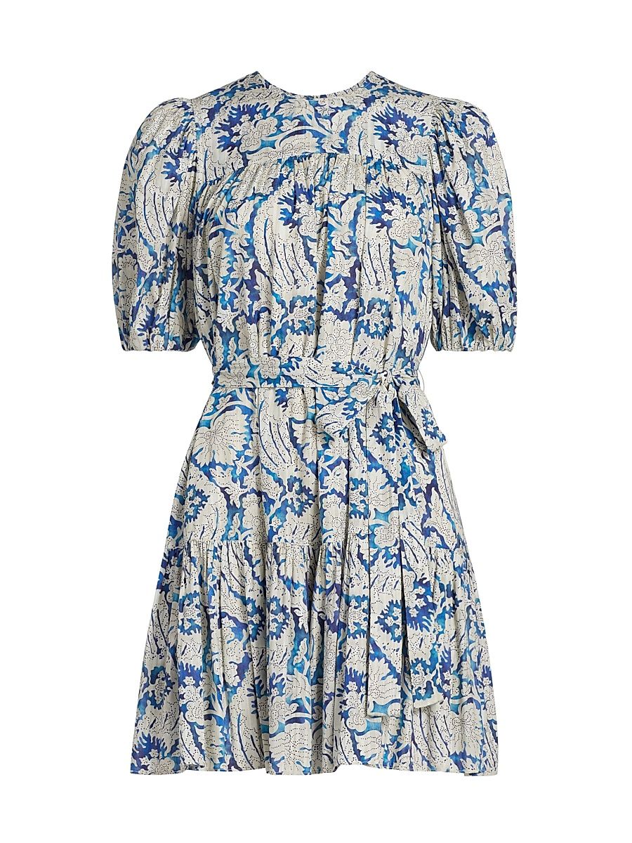 Women's Rosalie Floral Cotton-Blend Minidress - Ciel - Size 16