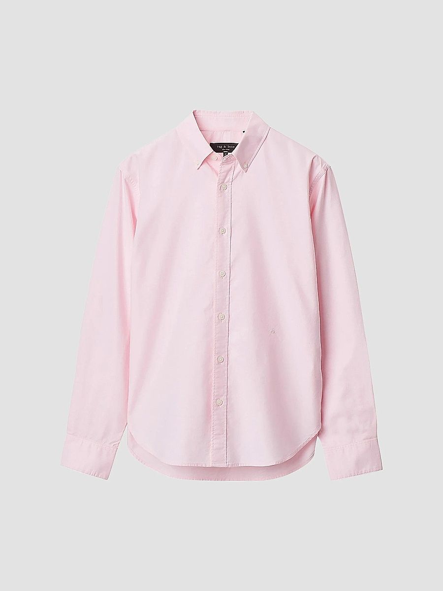 rag & bone Men's Oxford Cotton Button-Down Shirt - Light Pink - Size Large