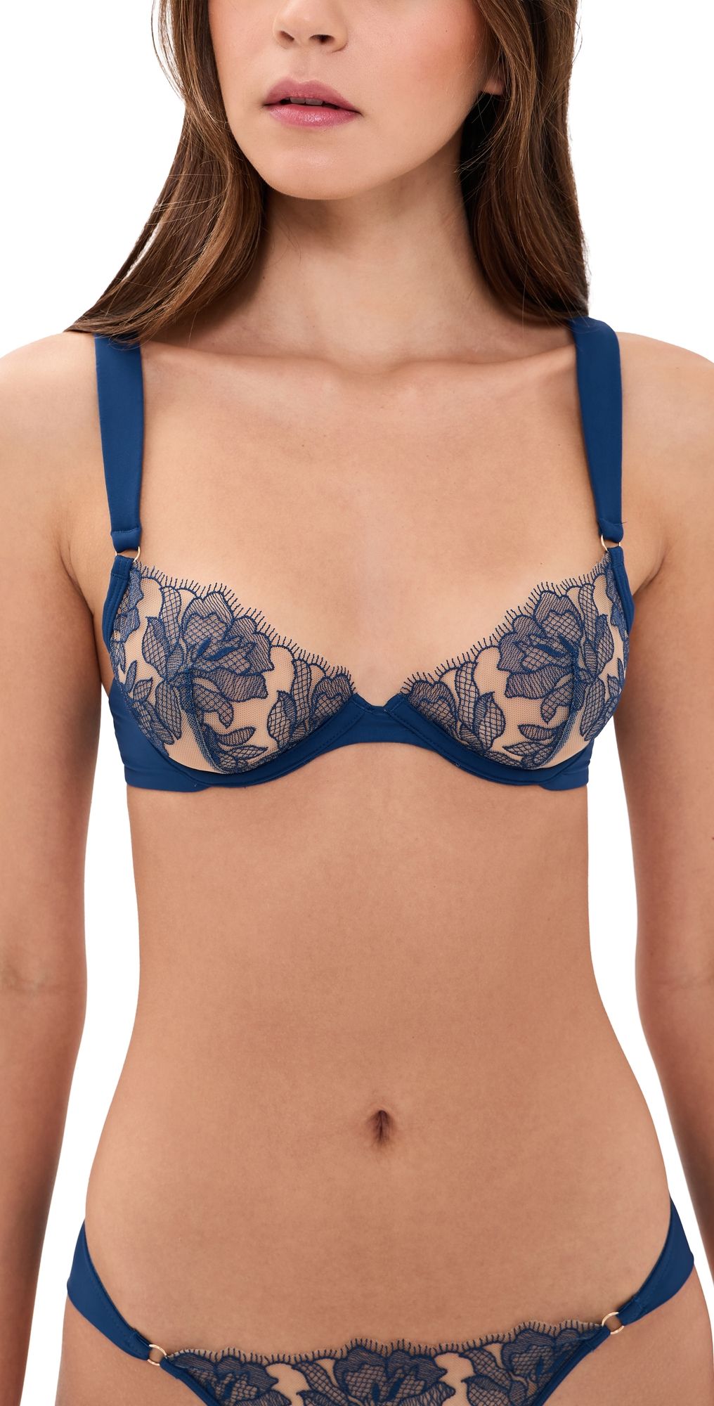 Bluebella Avery Wired Bra Navy Peony/Sheer 36DD