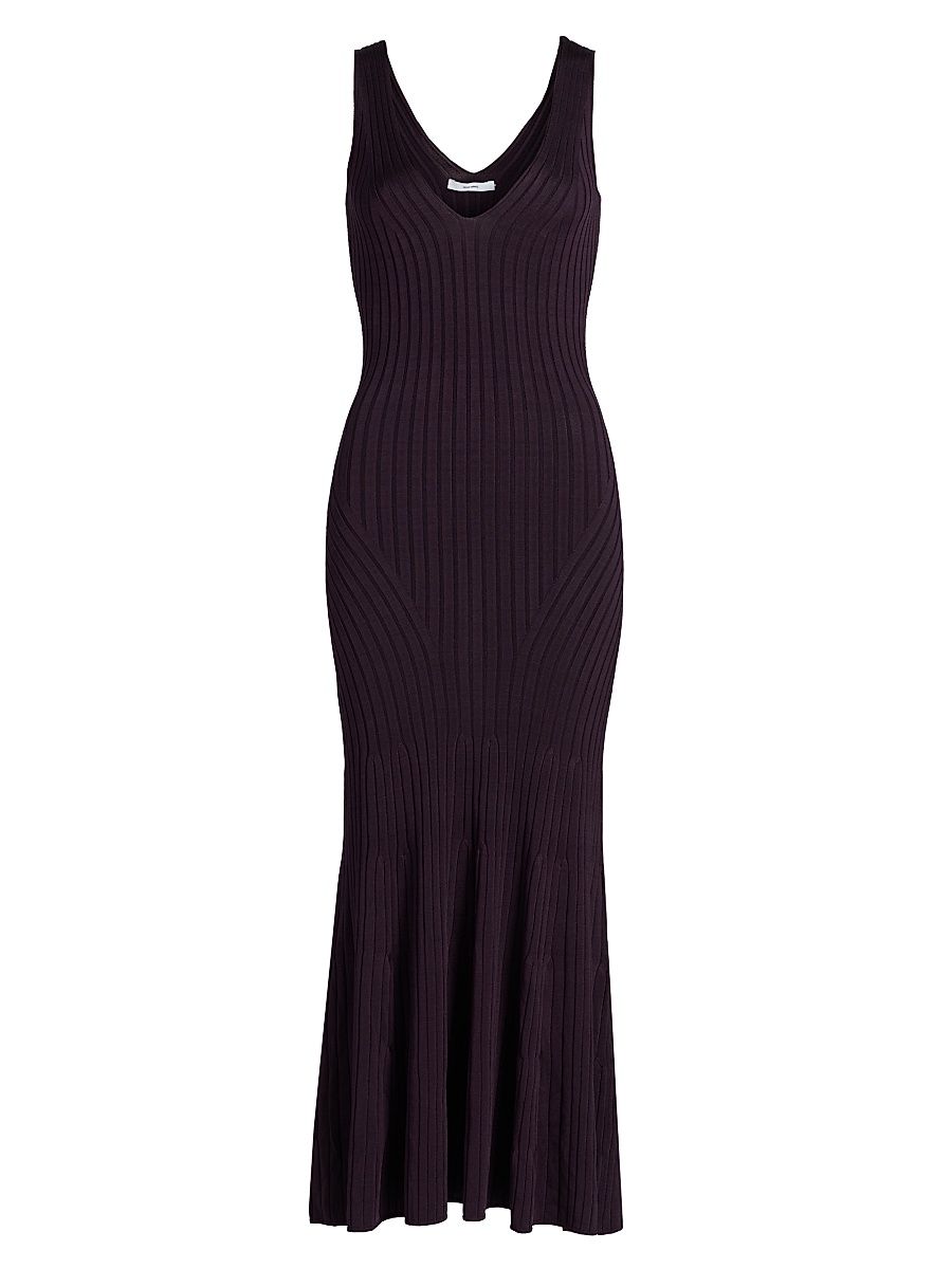 Women's Sleeveless Rib-Knit Midi-Dress - Aubergine - Size XL