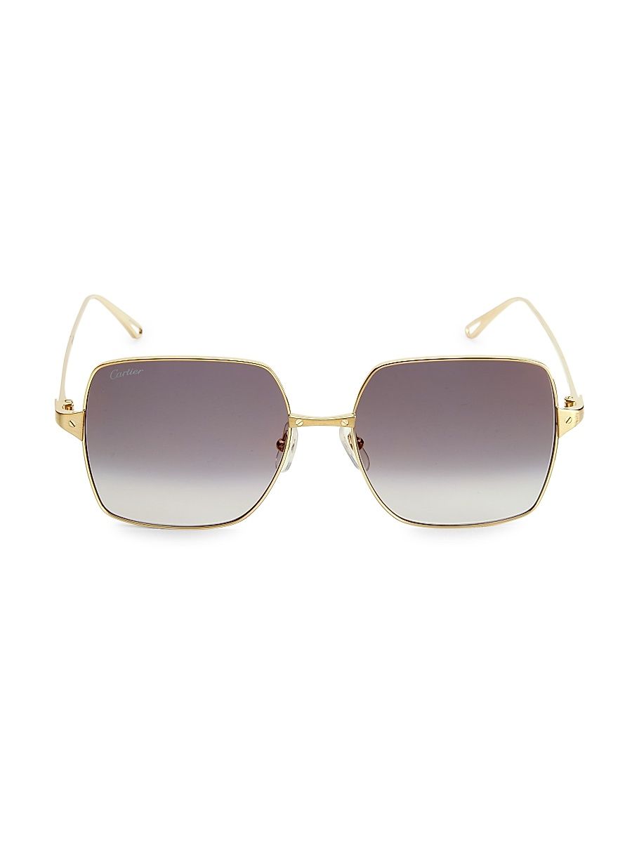 Women's Santos De Cartier 57MM Square Sunglasses - Smooth Gold