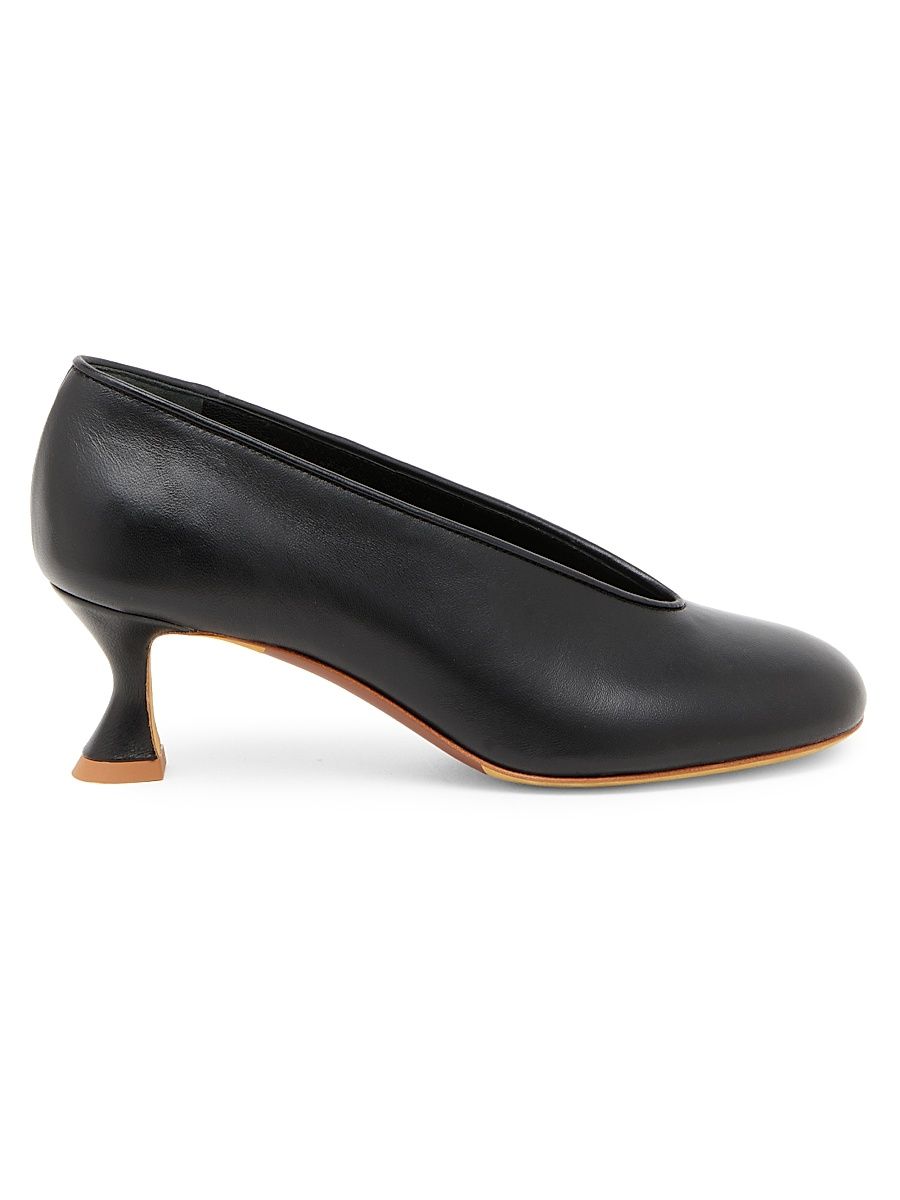 Women's 55MM Duck-Heel Leather Pumps - Black - Size 9.5