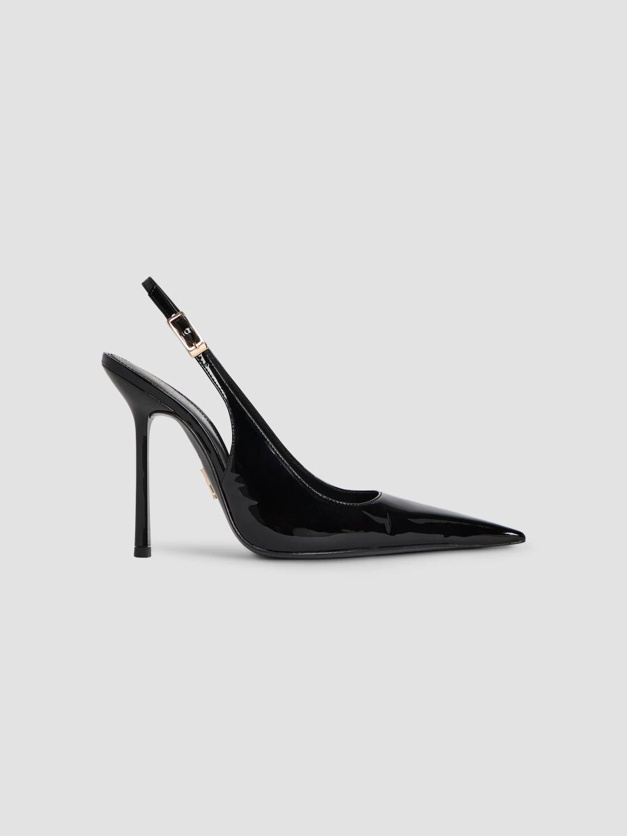 Women's Carrie 110MM Patent Leather Slingback Pumps - Black - Size 9.5
