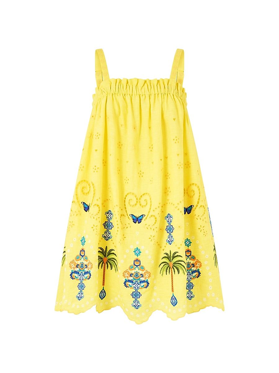 Women's Printed Eyelet Linen Sundress - Size XS