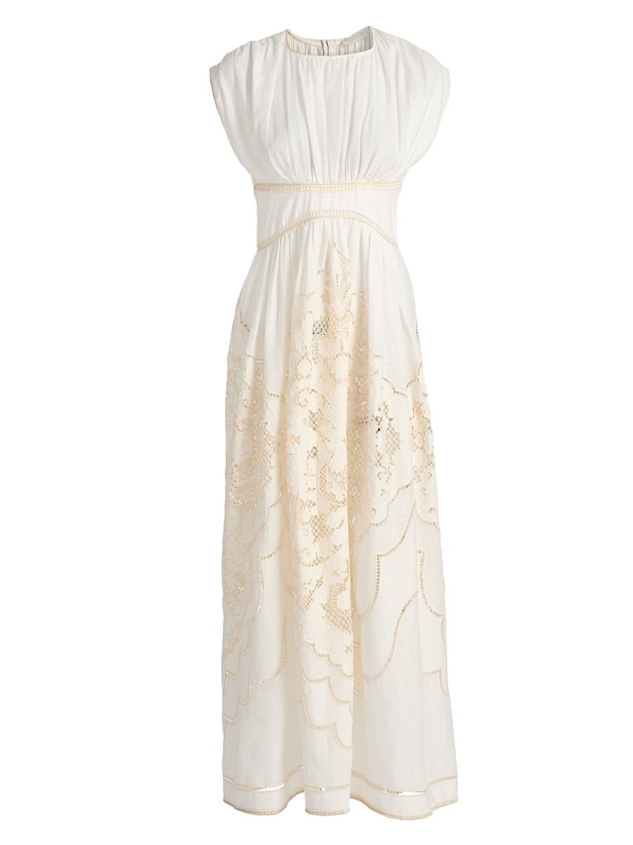 Women's Daylight Waisted Linen Maxi Dress - Cream - Size 10