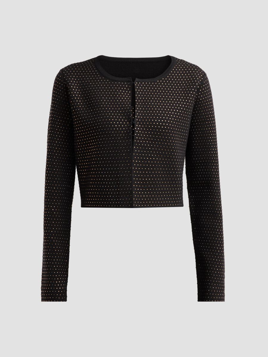 Elie Tahari Women's Blakely Embellished Cardigan - Noir With Bronze - Size XL