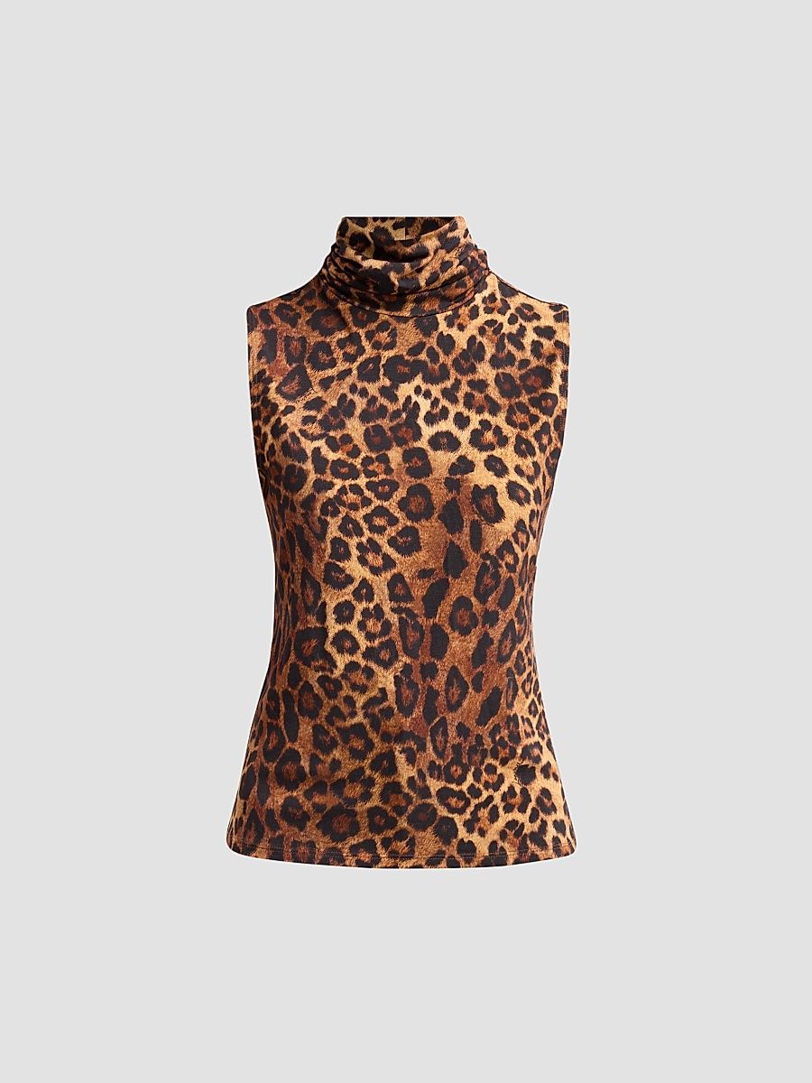 Women's Ceci Leopard-Print Sleeveless Top - Tan Javan Leopard - Size Small
