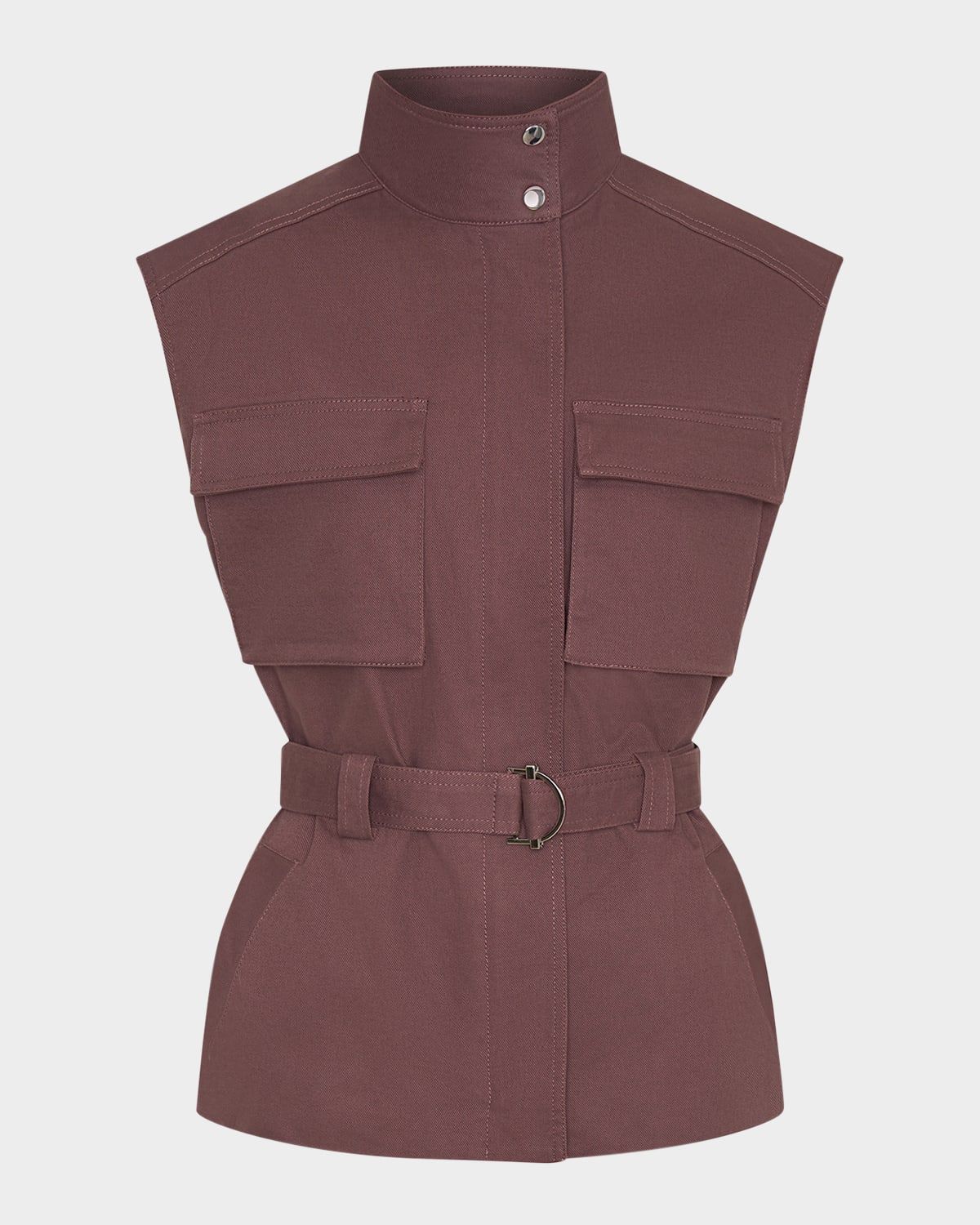 Danna Belted Stand-Collar Vest