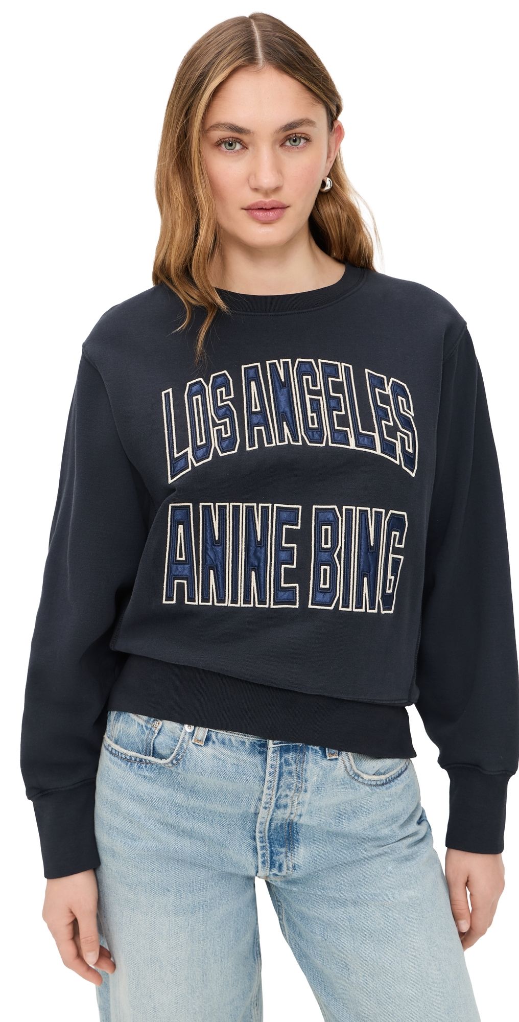 ANINE BING Harry Shrunken LA Sweatshirt Vintage Black L