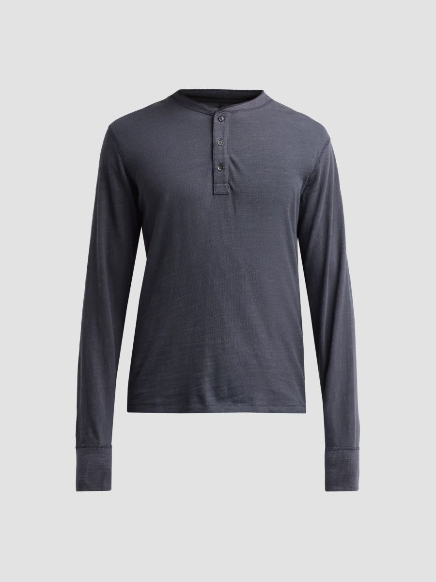 rag & bone Men's Classic Flame Cotton Henley Top - Salute - Size XXL