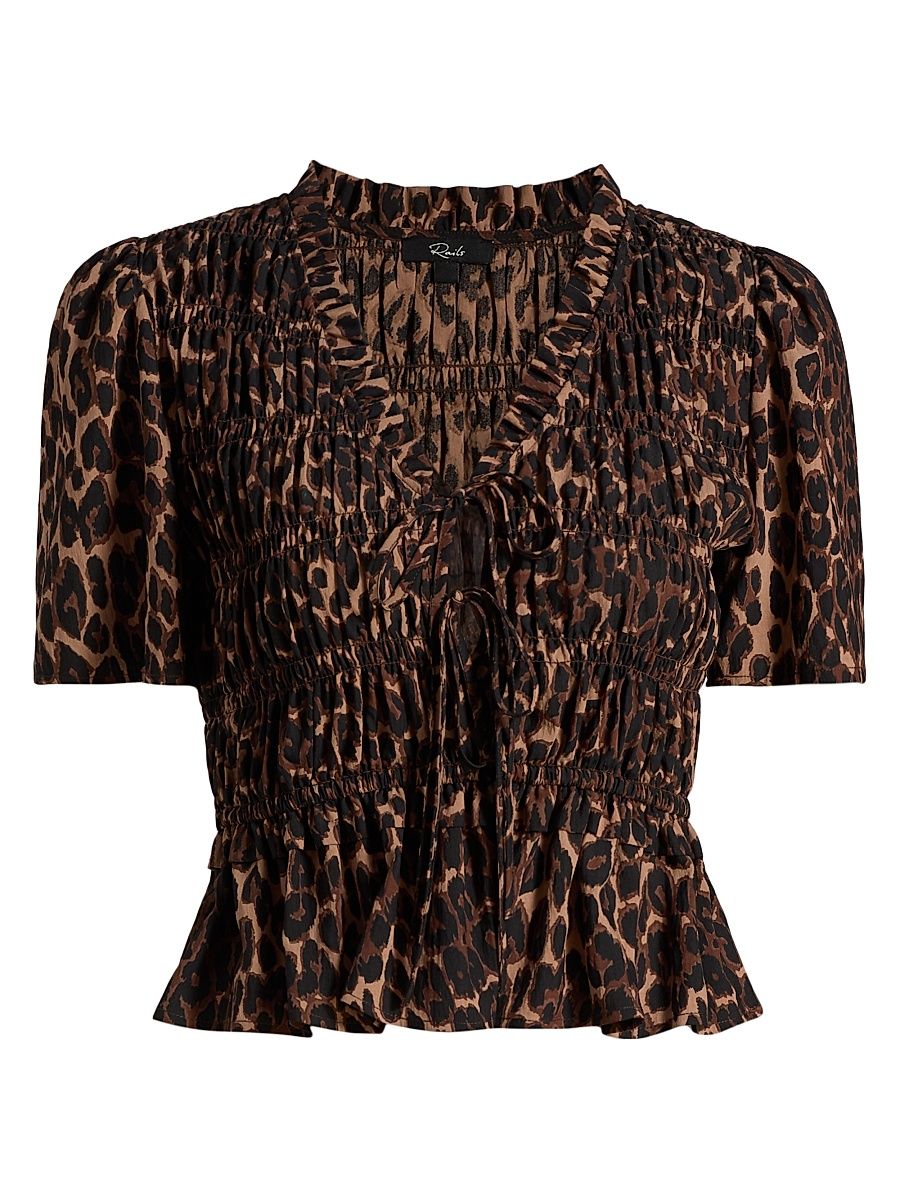 Women's Portia Leopard Print Top - Brown Nala - Size Large