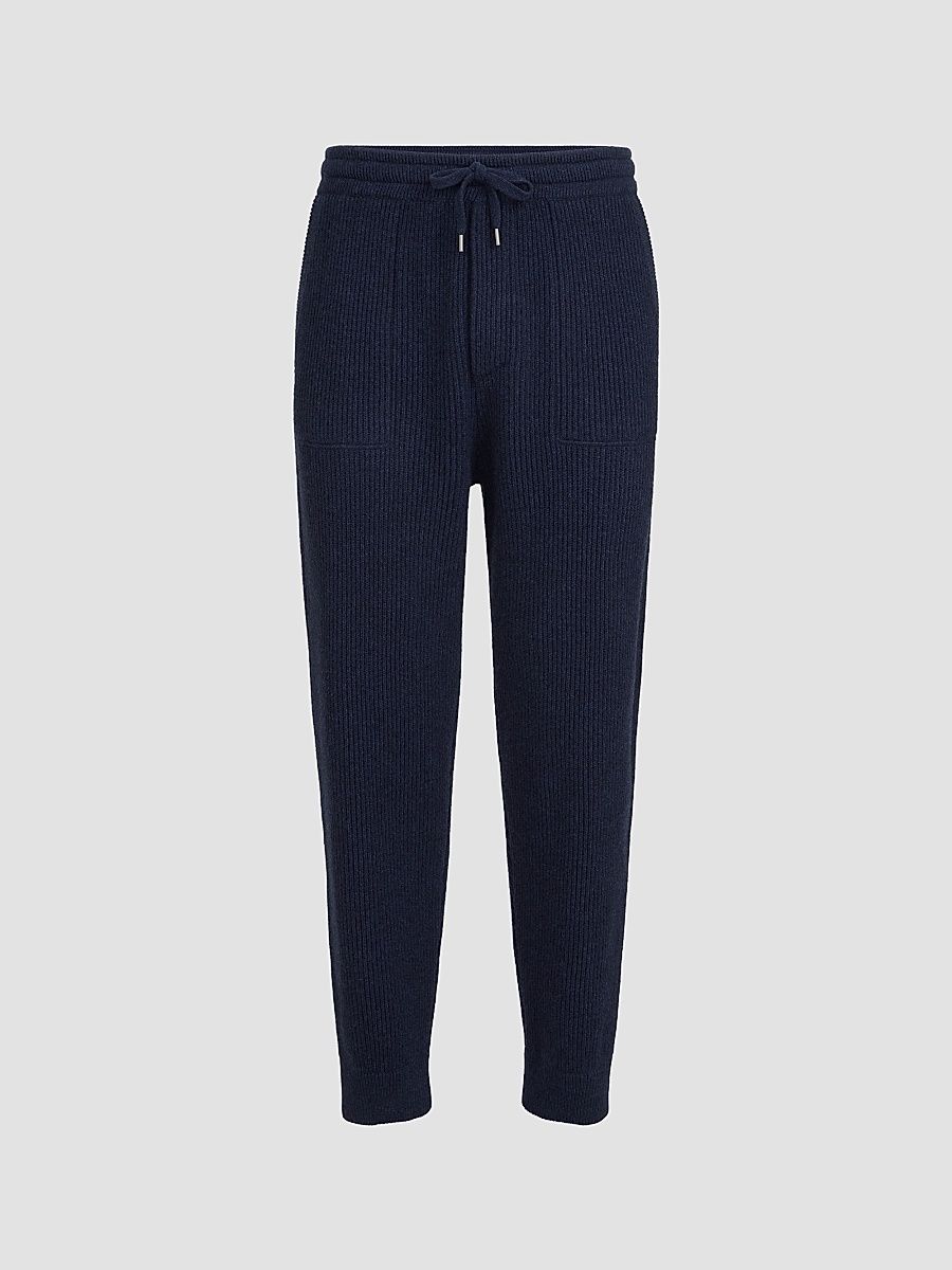 Men's Cashmere English Rib Knit Joggers - Marine - Size XXXXL