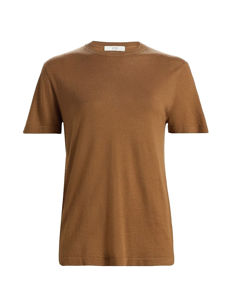 Women's Cashmere Crewneck T-Shirt - Ginger - Size XS