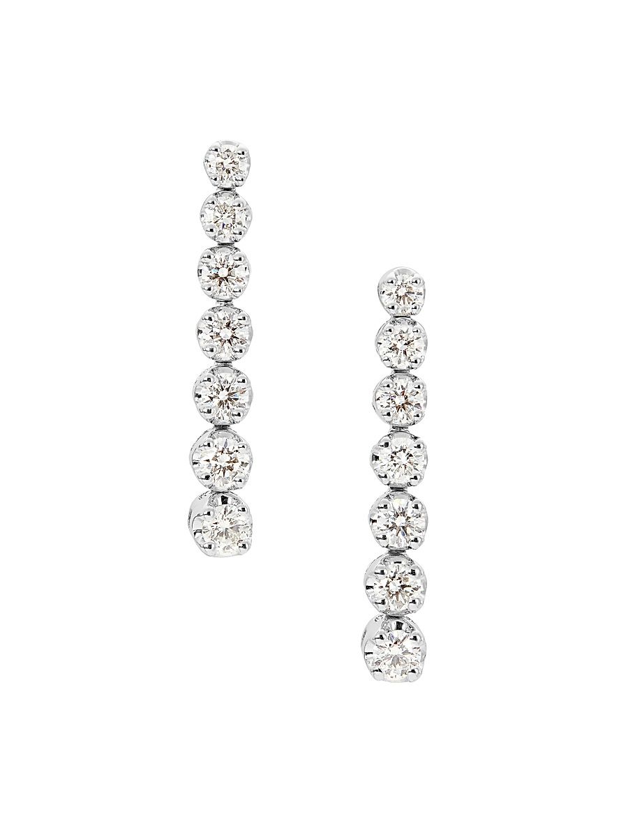 Women's 14K White Gold & 0.72 TCW Natural Diamond Drop Earrings - White