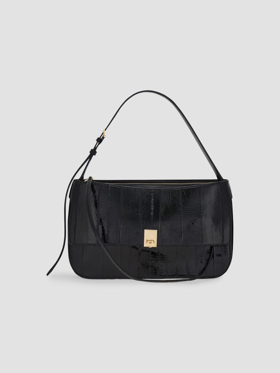 FERRAGAMO Women's Cara Small Eel-Skin Shoulder Bag - Black