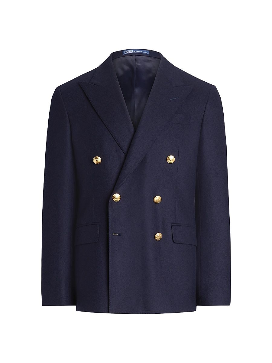 Men's Wool Double-Breasted Sportcoat - Navy - Size 48