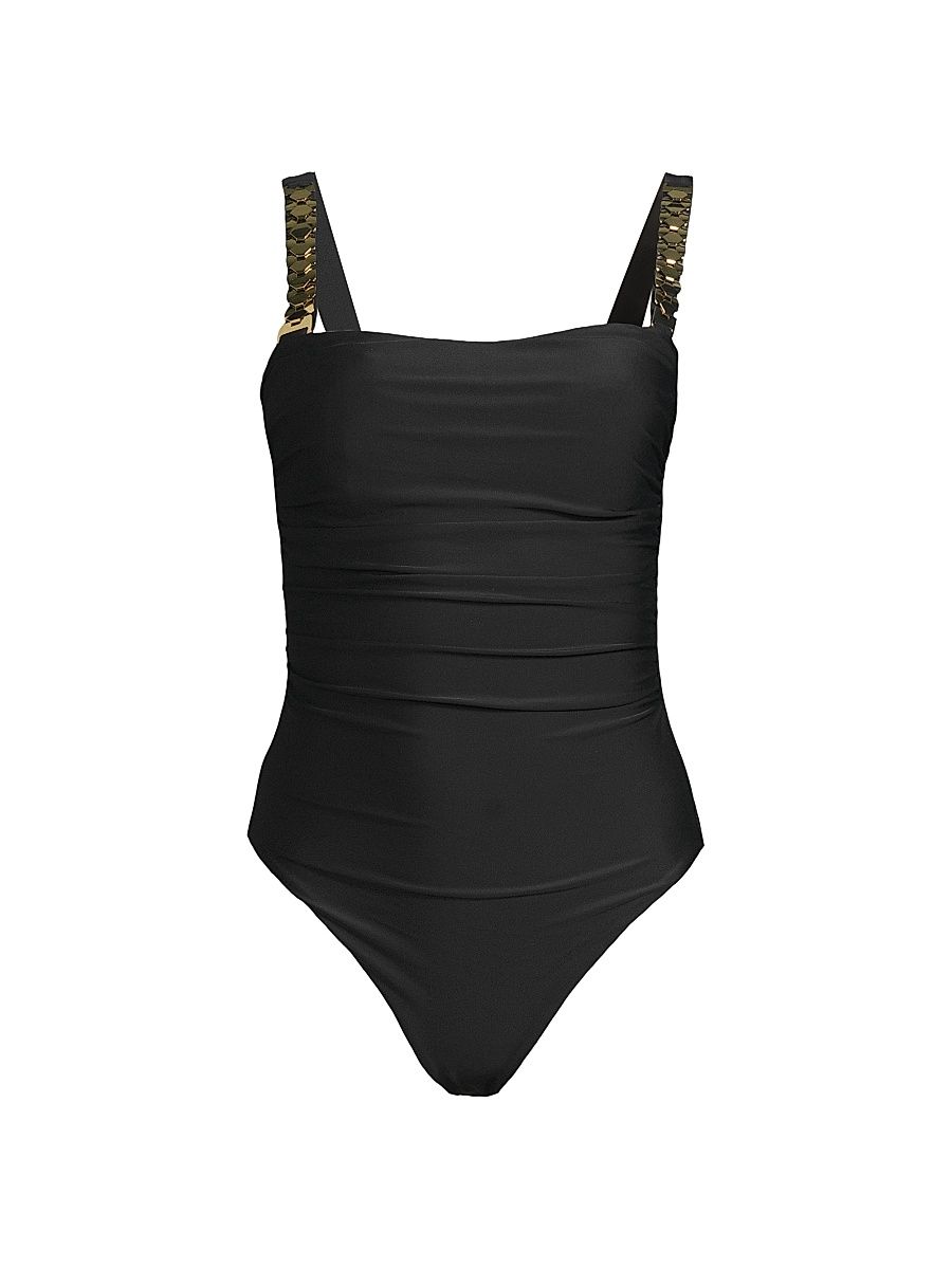 Women's Hudson Chain One-Piece Swimsuit - Black - Size Large
