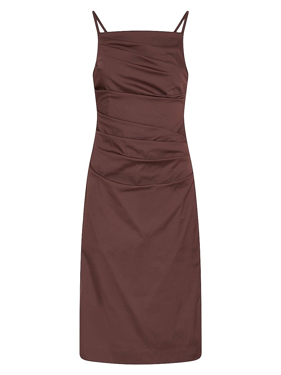 Women's Stretch Poplin Sheath Dress - Brown - Size 14