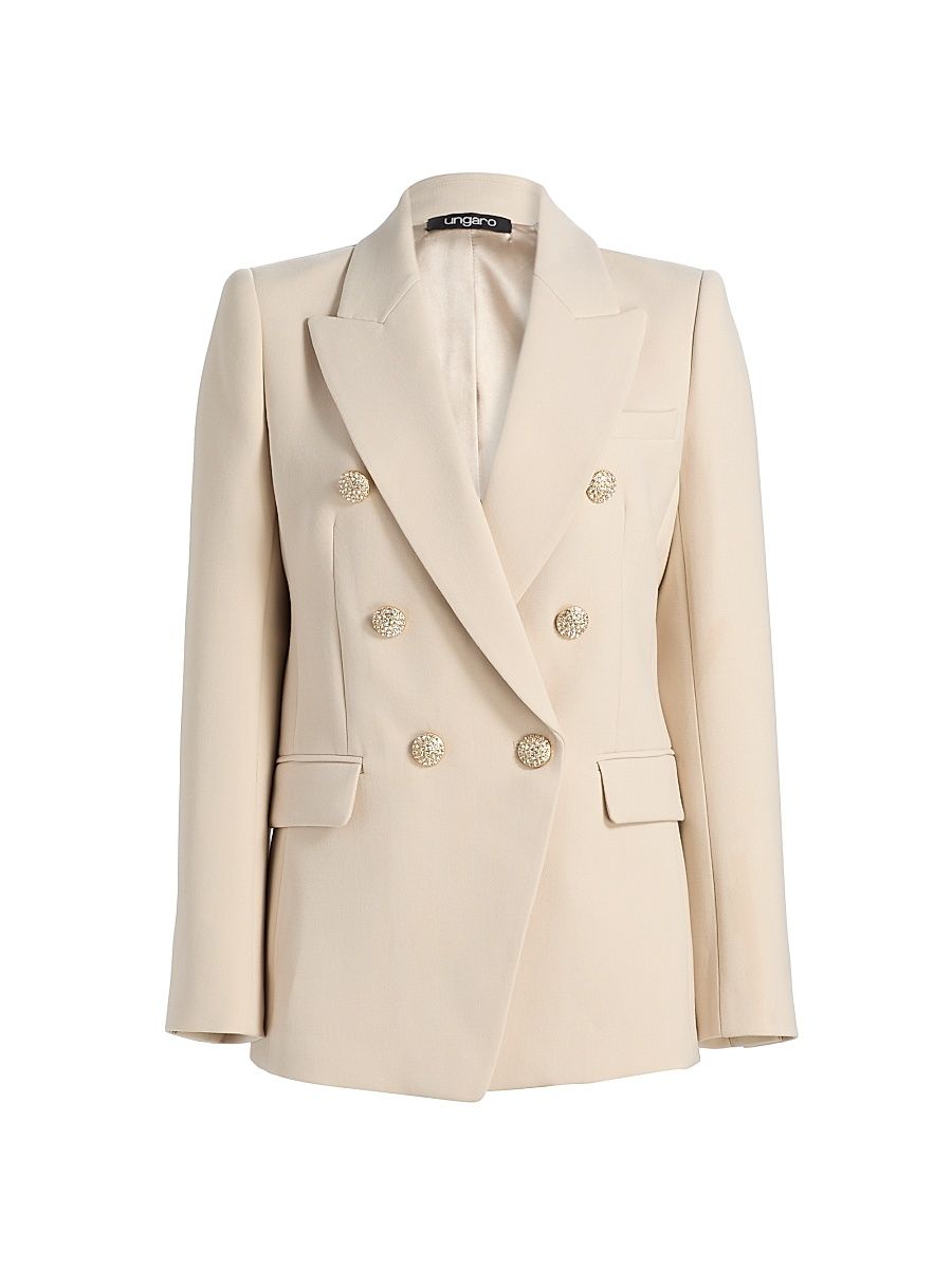 Women's Amber Stretch Crepe Double-Breasted Jacket - Dove - Size XXL