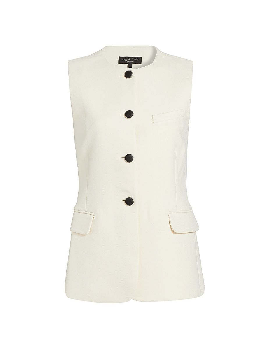 Women's Bartlet Button-Front Vest - Ivory - Size 8
