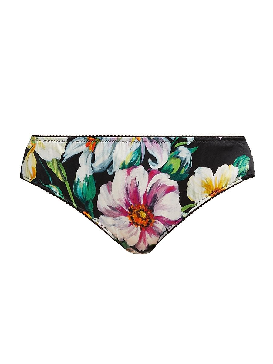 Women's Floral Picot-Trim Panty - Mix Fiori Nero - Size Small