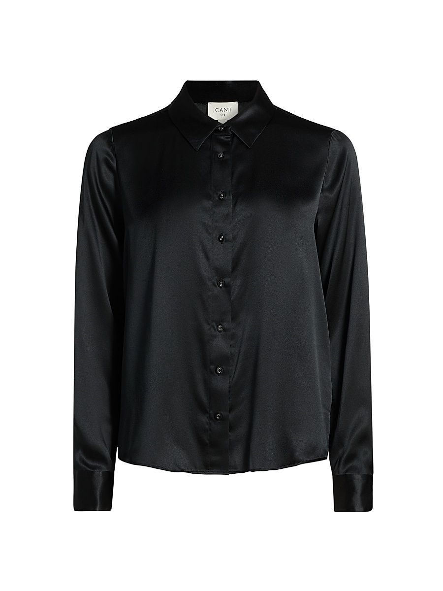 Women's Crosby Silk Blouse - Black - Size Medium