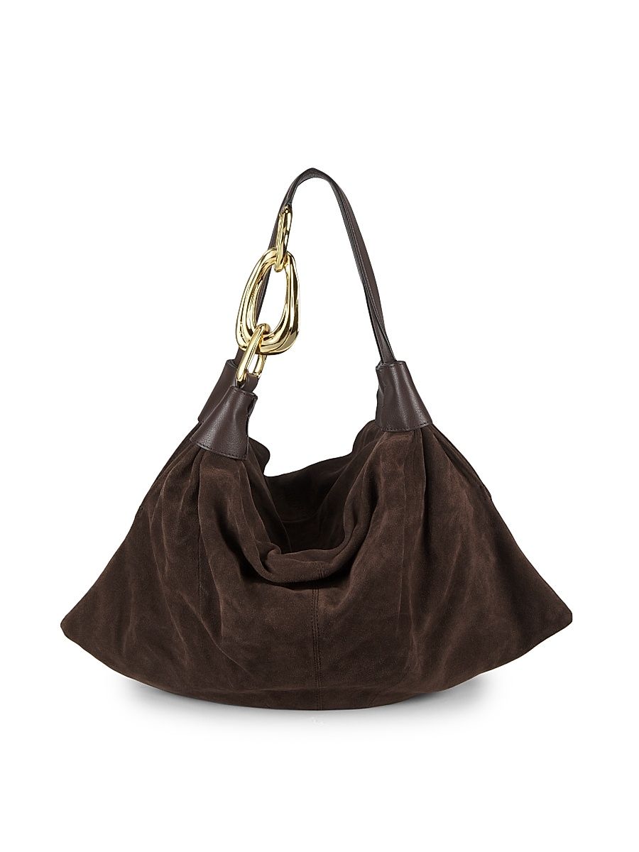 Women's Small Trampoline Suede Hobo Bag - Coffee
