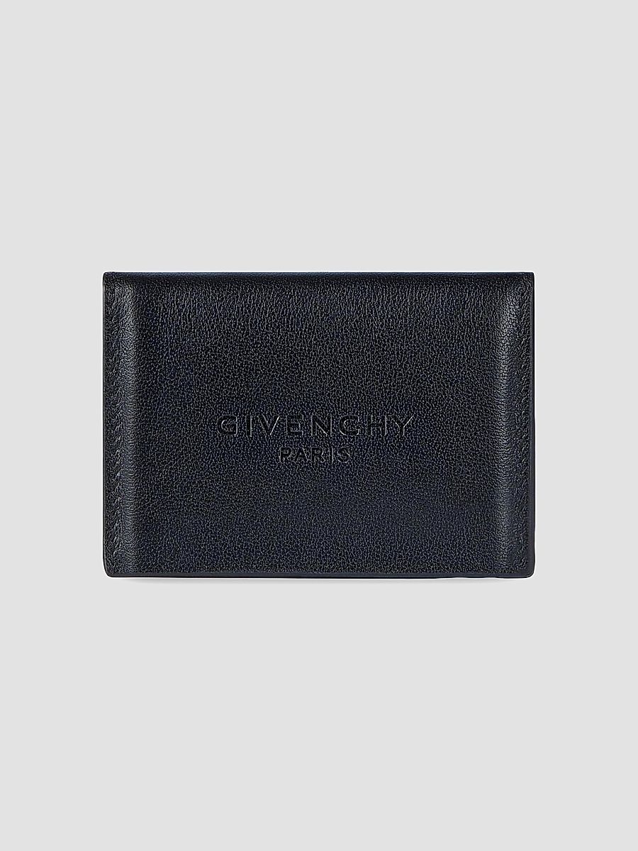 Givenchy Men's Antigona Stamped Flap Card Holder in Leather - Black