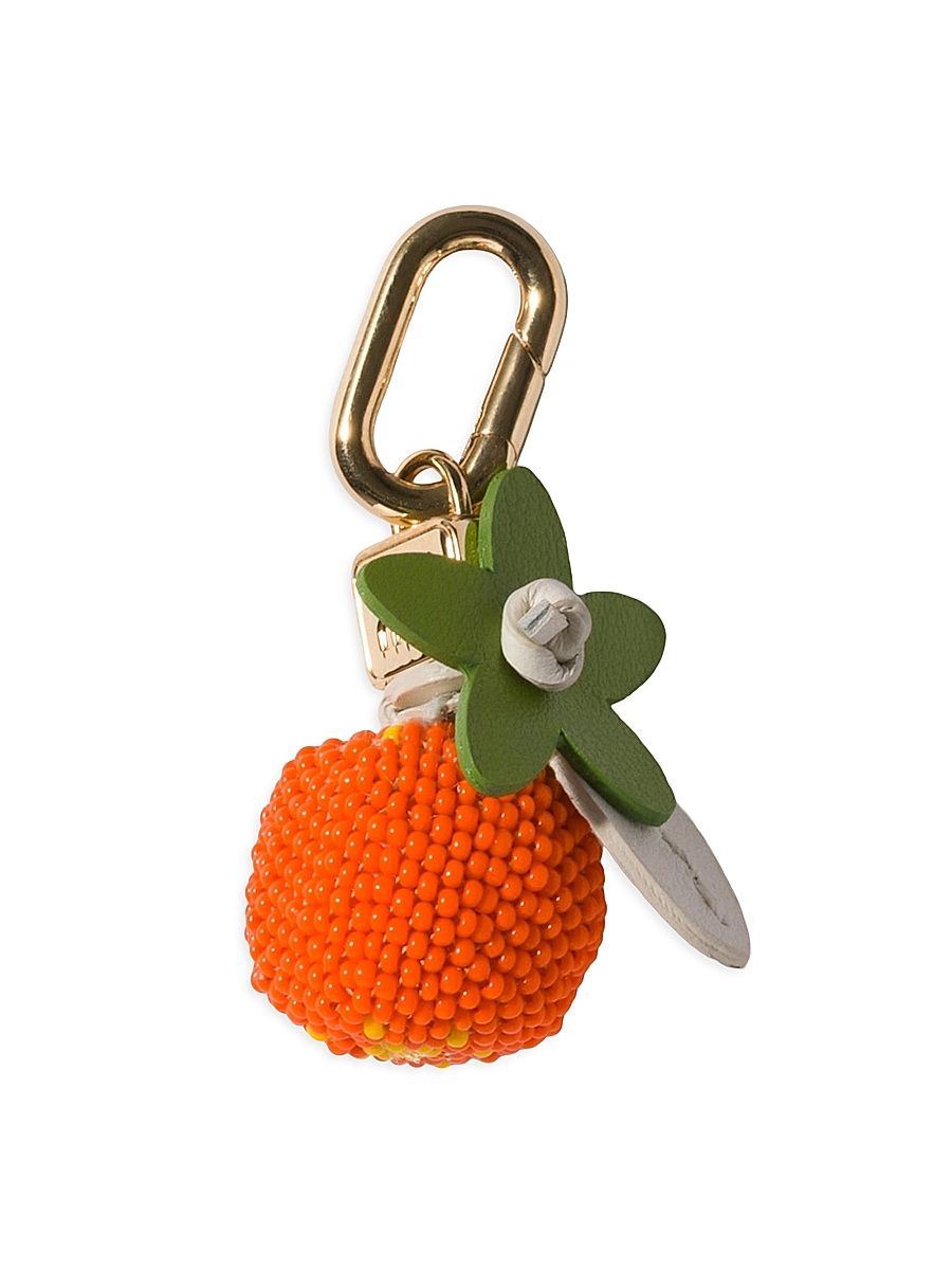 Women's Leather, Beads and Metal Micro Trick Charm - Orange