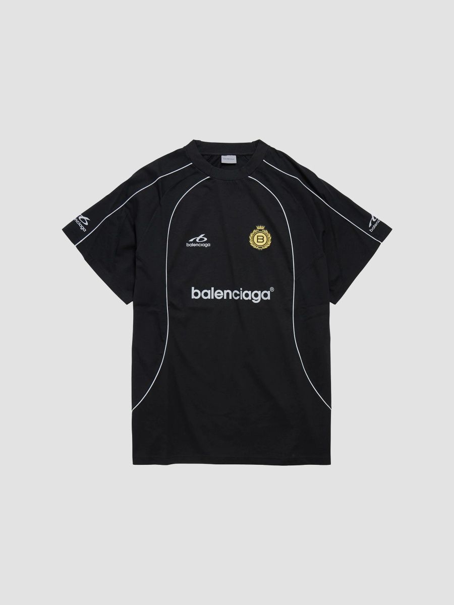 Balenciaga Men's Soccer Oversized T-Shirt - Black - Size Small