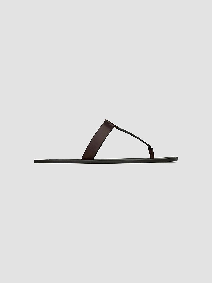 Saint Laurent Men's Babylone Slides in Smooth Leather - Ultra Dark Brown - Size 8.5