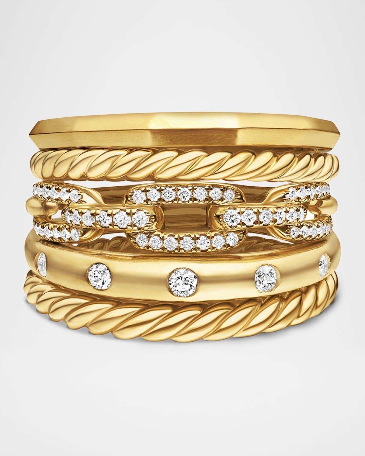 Stax 18k Gold Wide Ring with Diamonds