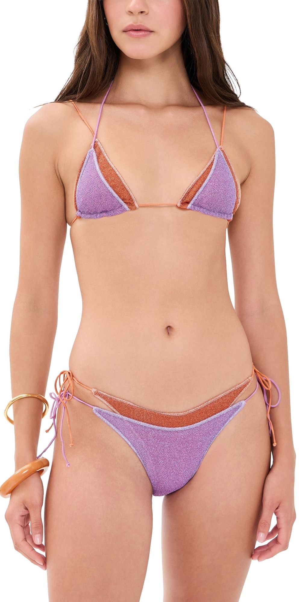 Oseree Double Microkini Bikini Set Lilac Orange XL