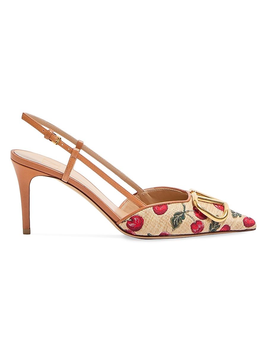 Women's VLogo Signature Slingback Pumps 80MM - Natural Red Multicolor - Size 11.5
