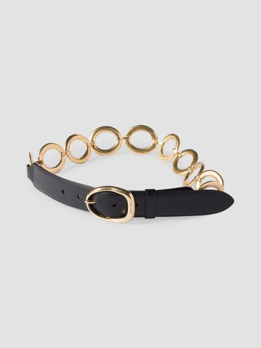 Miu Miu Women's Leather and Metal Belt - Black - Size Small