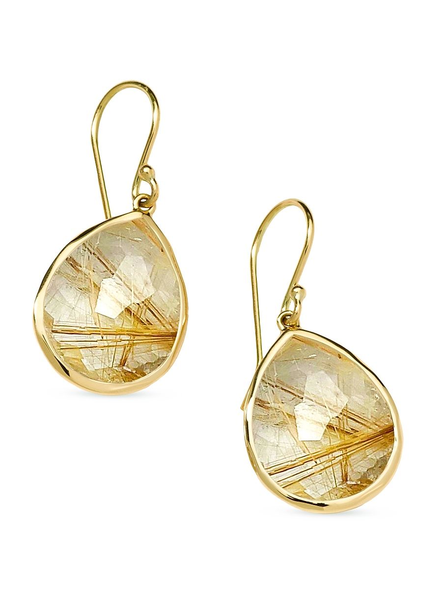 Women's Rock Candy 18K Yellow Gold & Rutilated Quartz Medium Teardrop Earrings - Gold