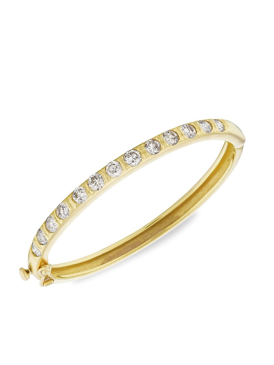 Women's 18K Yellow Gold & Old Mine-Cut Diamond Bangle - Yellow Gold - Size Medium