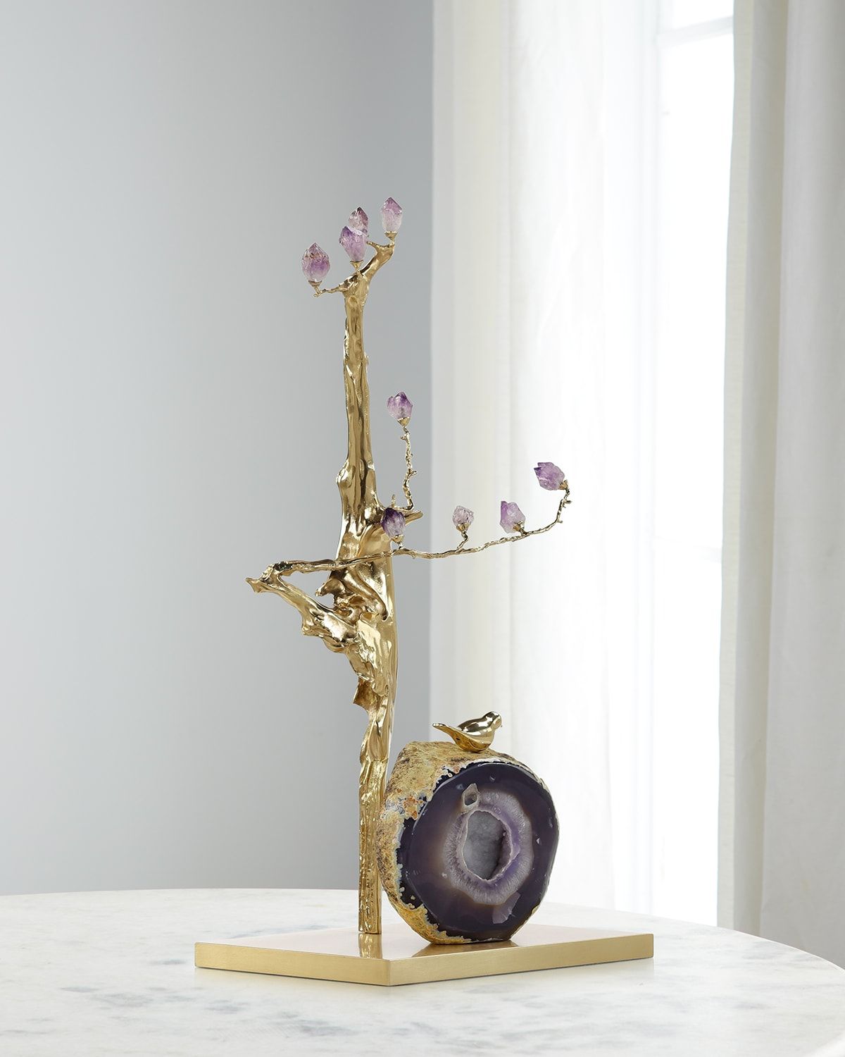 Amethyst Grove Sculpture on Brass Base