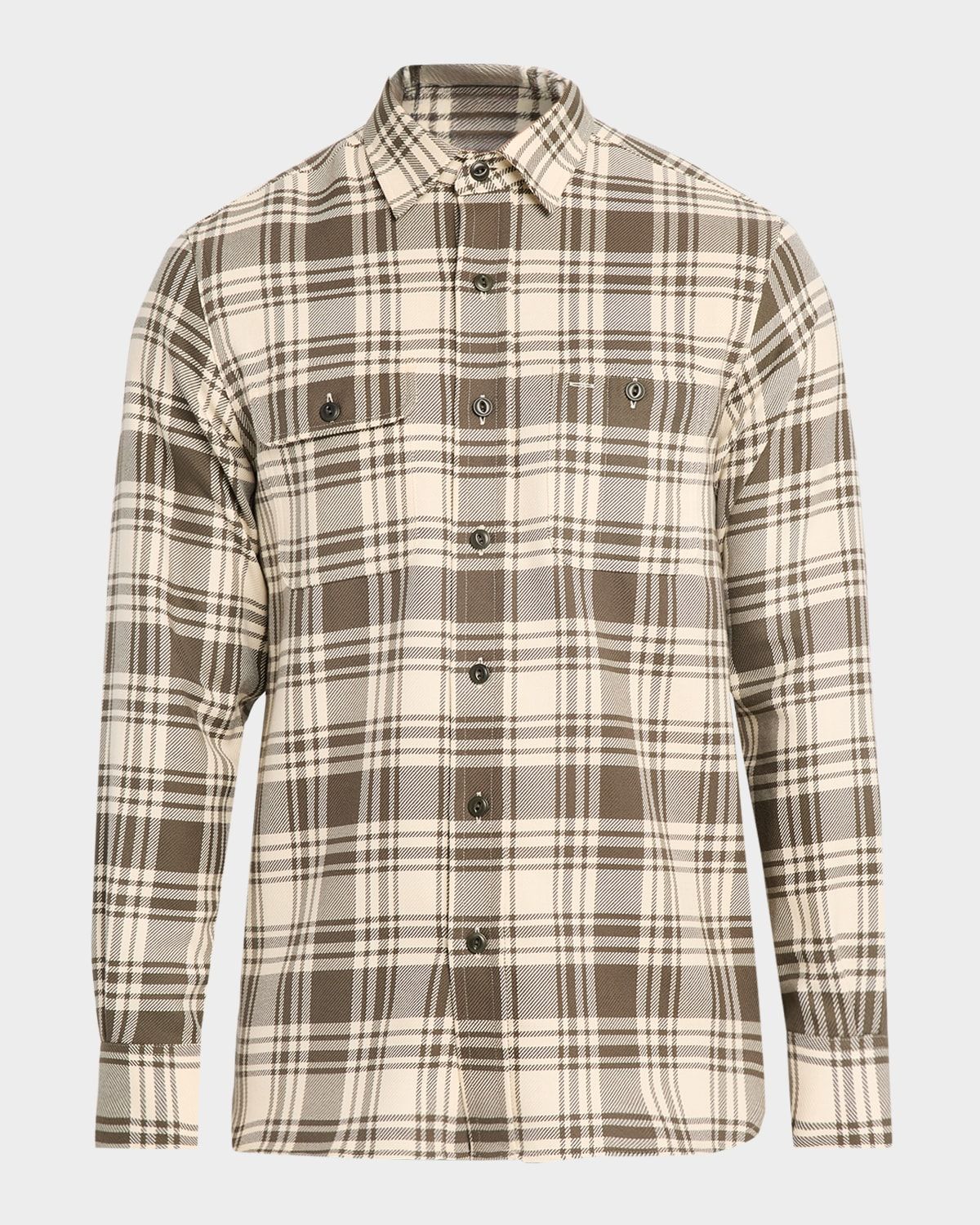 Men & apos;s Cotton Plaid Double-Pocket Button-Down Shirt