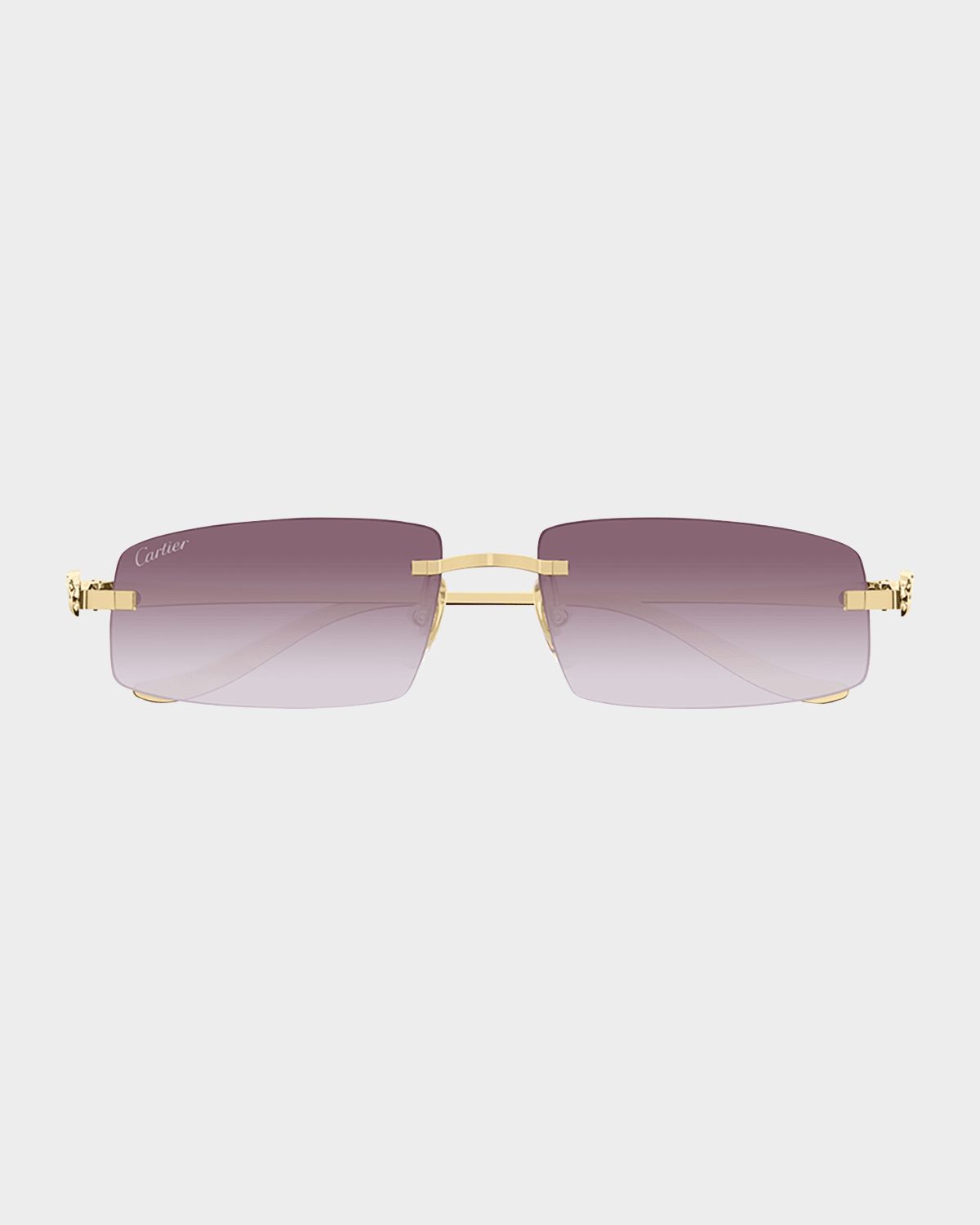 Panthère Rimless Rectangular Sunglasses in Gold Metal
