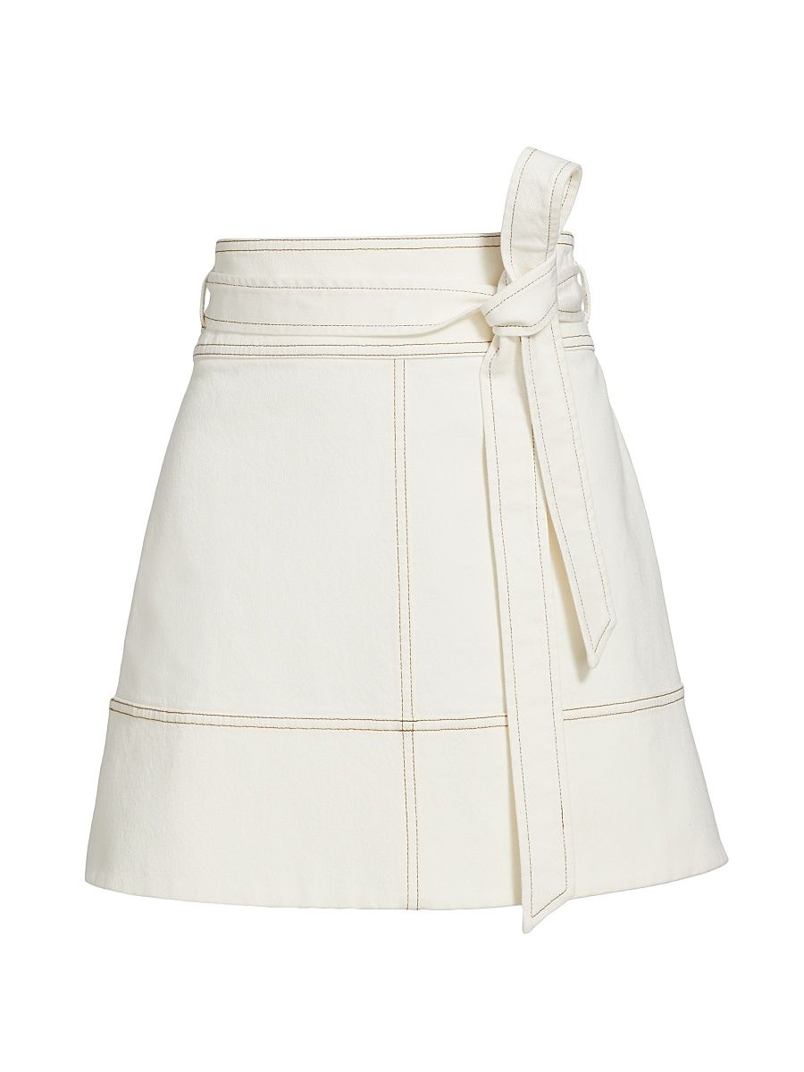 Women's Courtney Denim Tie-Waist A-Line Skirt - Chalk - Size 00