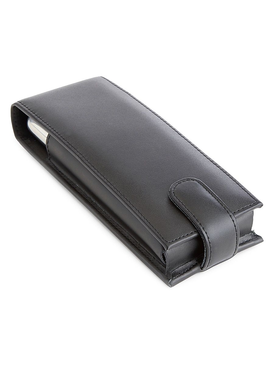 Leather Cigar & Flask Carrying Case - Black