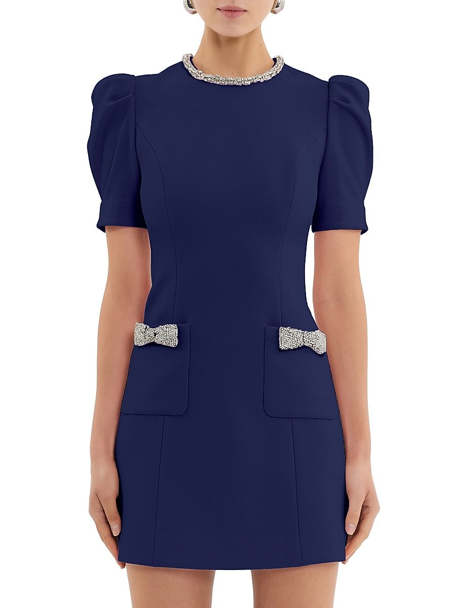 Women's Nemy Diamonte Minidress - Navy - Size 4