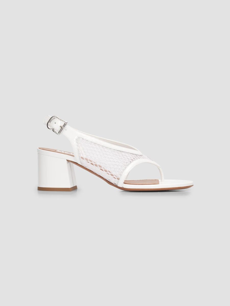 ALAÏA Women's 55MM Fishnet Sandals - Blanc Optique - Size 12
