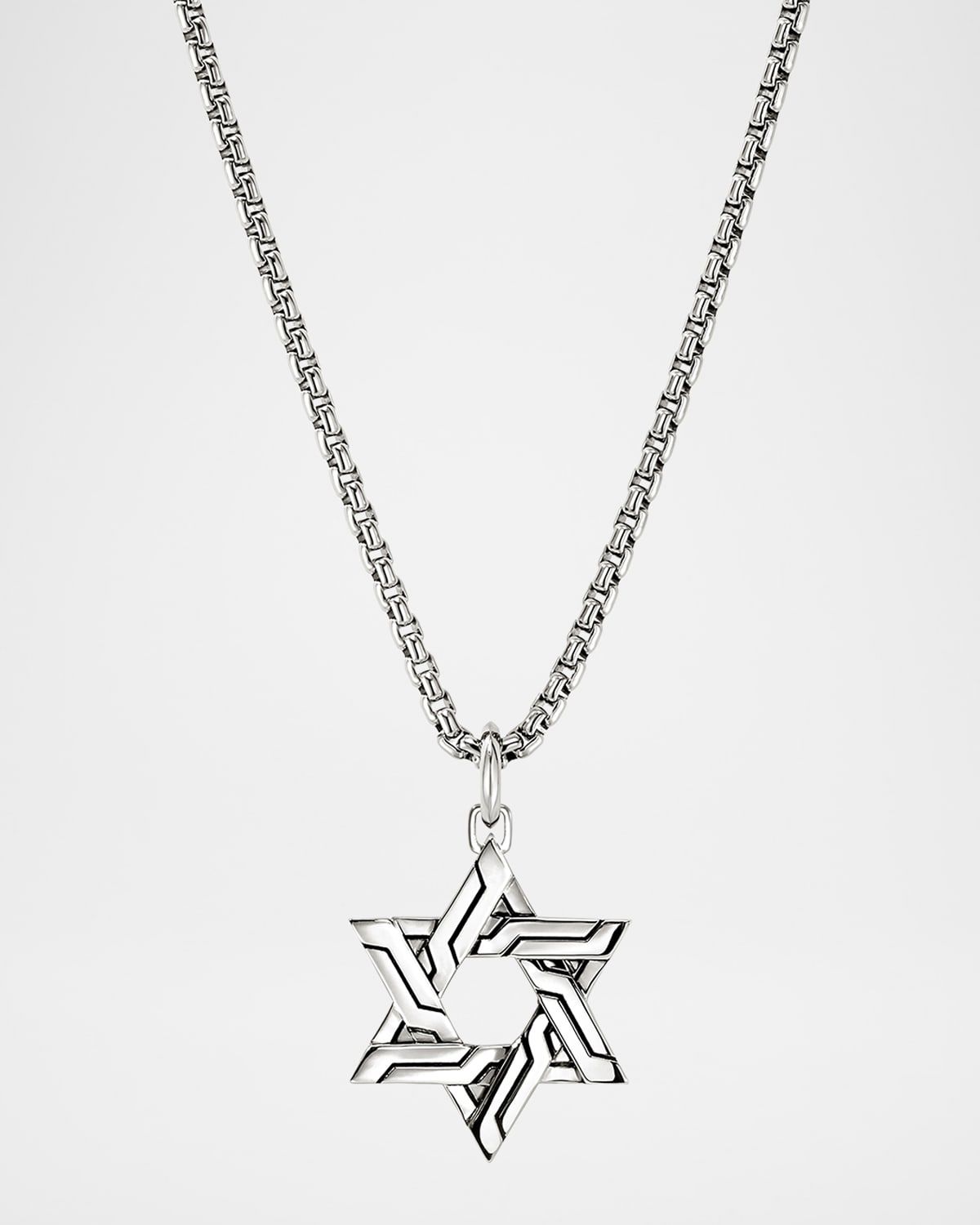 Men & apos;s Icon 50 Sterling Silver Star of David Pendant Necklace, 2.7mm