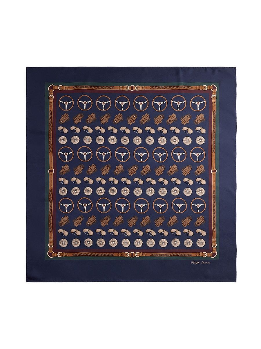 Men's Automotive Scenic Square Scarf - Navy Multi