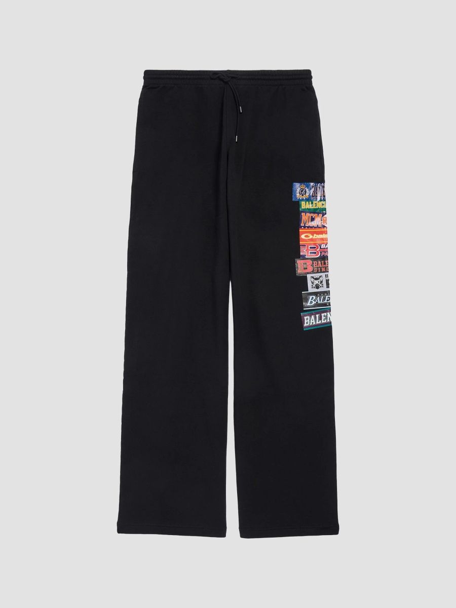 Balenciaga Men's Bumper Stickers Baggy Sweatpants - Black - Size XXS