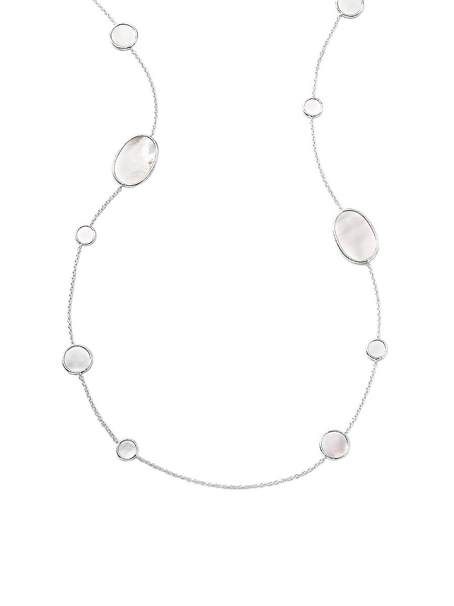 Women's Polished Rock Candy Sterling Silver & Mother-Of-Pearl Station Necklace - Silver - Size 37